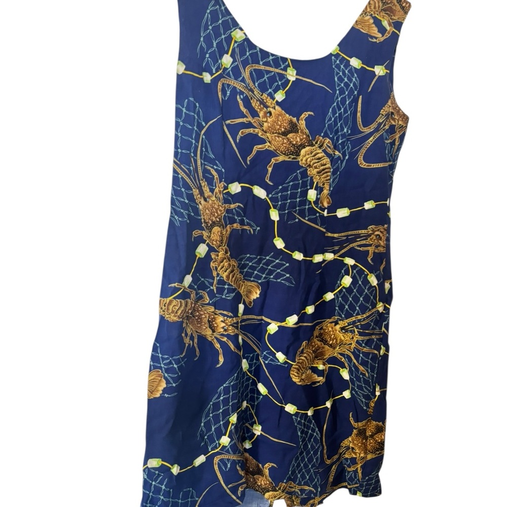 Jams World Navy Blue Sleeveless Lobster Print Sheath Dress - Picture 2 of 5